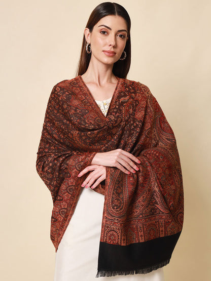 Women's Zarif-e-Kashmir Wool Blend Jamawar Shawl (Size: 101X203 CM)
