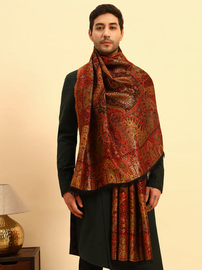 Pashmoda Men Naazneen Kaani Wool Blend Kashmiri Shawl (Size: 101X203 CM)