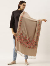 Women's Gul-e-mehar Aari Embroidered Kashmiri Stole (Size: 71x203 cm)