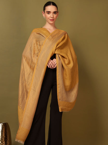 His and Her Gift Set of 100% Pure Wool Check Stole and Zari Stole With Wooden Gift Box