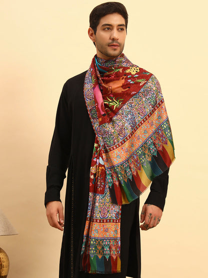 Pashmoda Men Royal Caravan Fine Soft Bamboo Fibre Stole (Size 28x80in, 71x203cm)