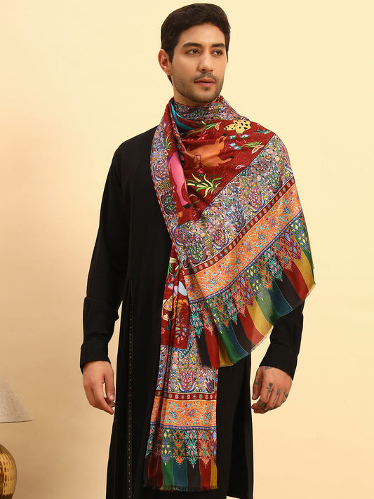 Pashmoda Men Royal Caravan Fine Soft Bamboo Fibre Stole (Size 28x80in, 71x203cm)