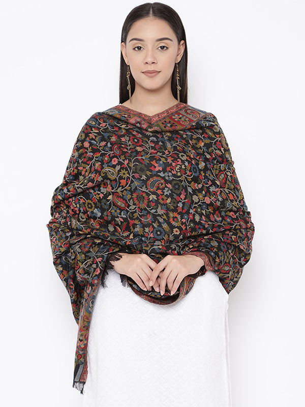 Women's Bahaar Kaani Wool Blend Kashmiri Shawl (Size 101X203 CM)