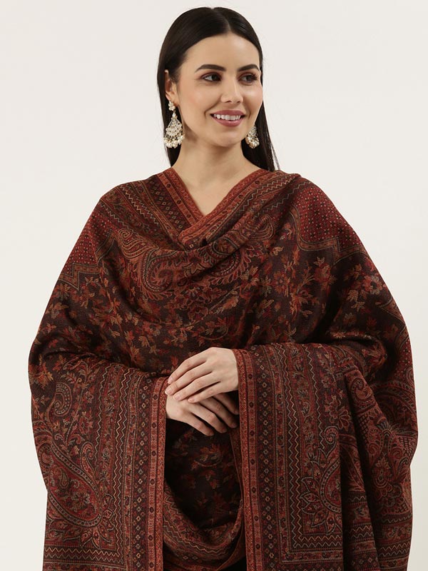 Women's Aaraish Kashmiri Royal Paisley Design Jamawar Shawl (Size: 101 X 203 Cms)