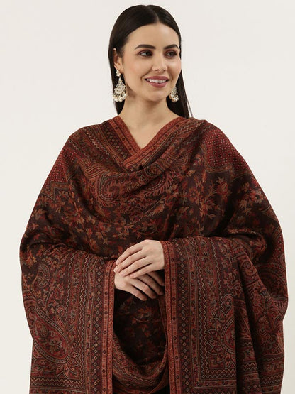 Women's Aaraish Kashmiri Royal Paisley Design Jamawar Shawl (Size: 101 X 203 Cms)