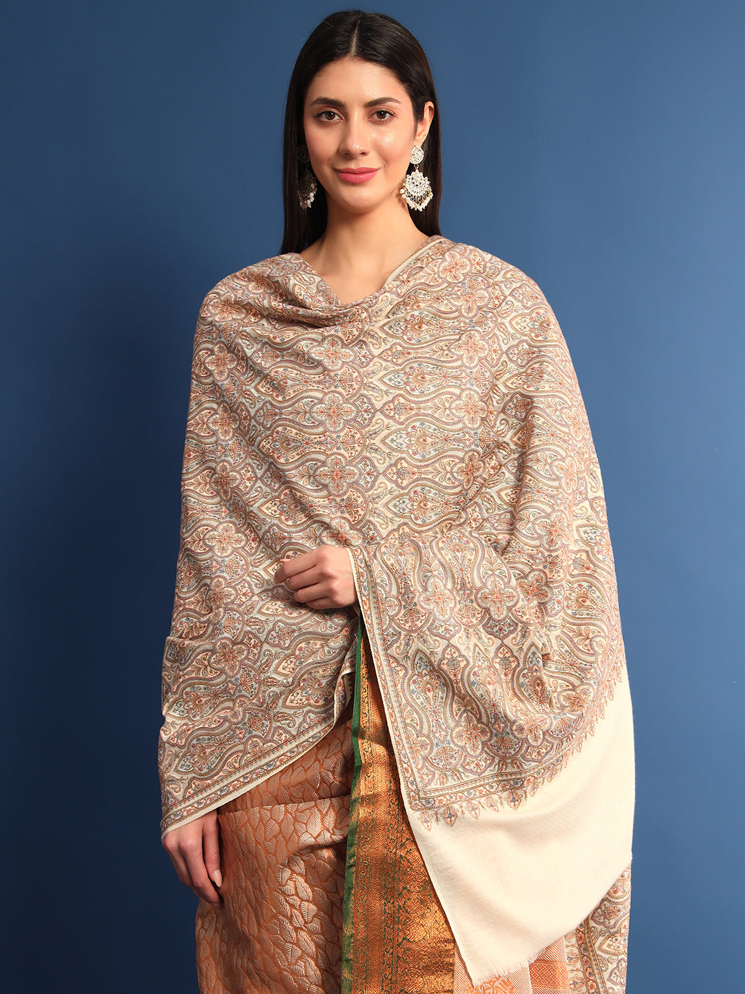 Pashmoda Womenƒ??s Gulsheren 100% Fine Wool Sozni Hand Embroidered Shawl (Size: 101x203 Cm)