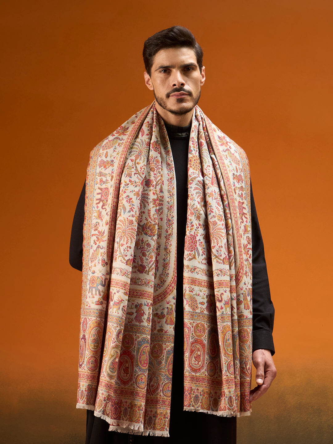 Men Kaani Orchard Fine Wool Kaani Shawl