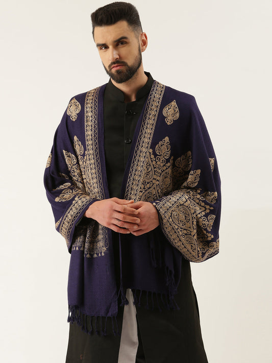 Menƒ??s Shalimaar Kashmiri Embroidery Stole ,Size 71X203 CM, Beige Color