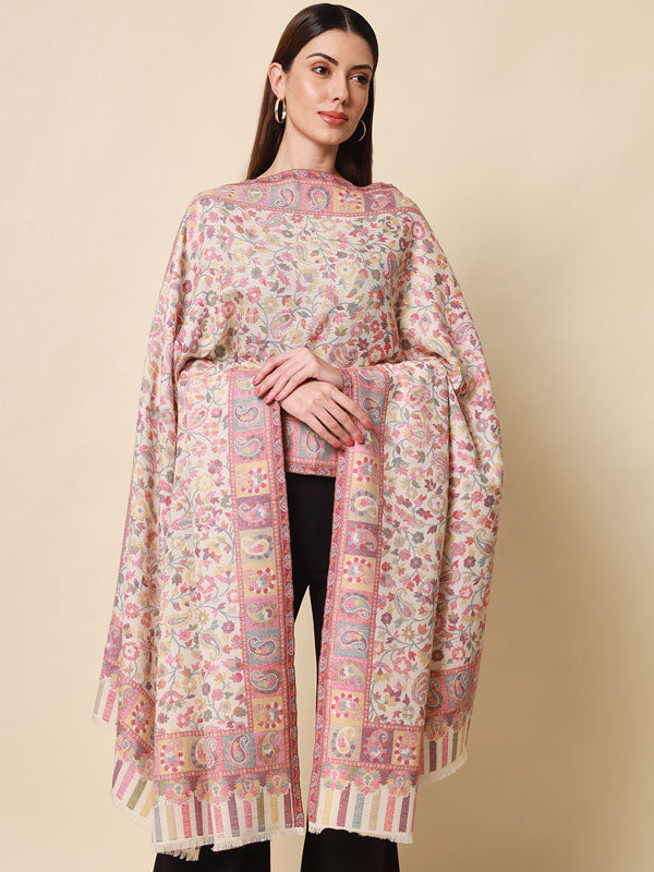 Women's Bahaar Kaani Wool Blend Kashmiri Shawl (Size 101X203 CM)