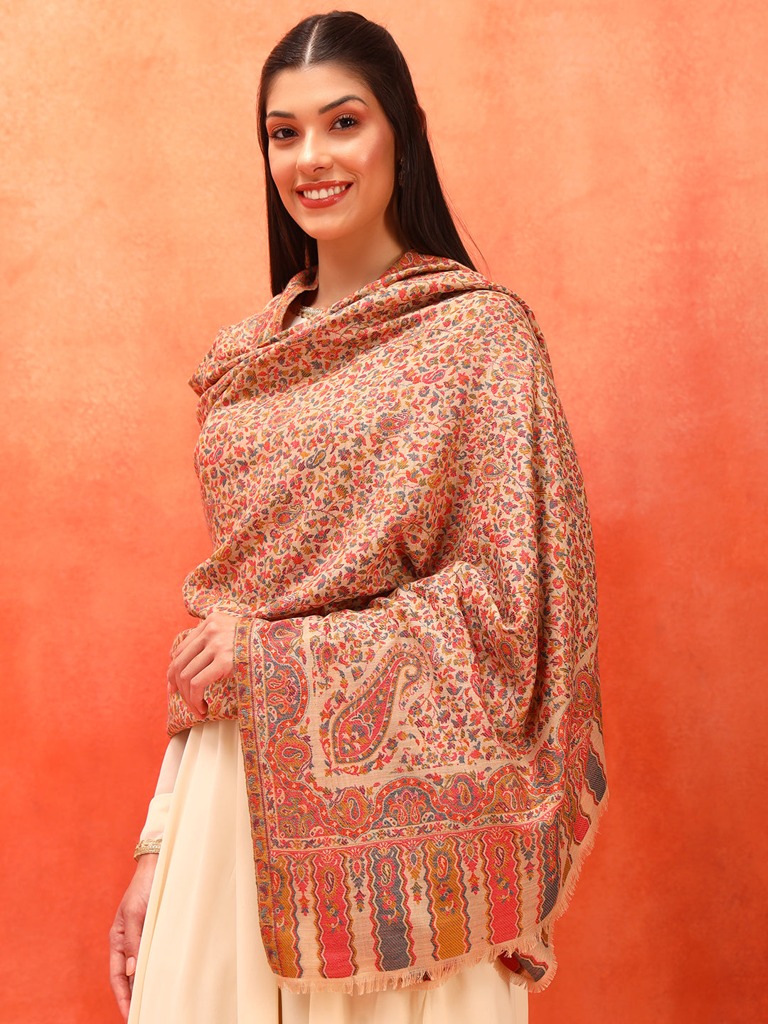 Pashmoda Women Mehak Kaani Wool Blend Kashmiri Shawl (Size: 101X203 CM)