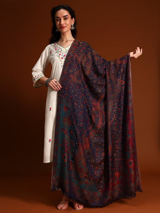 Women Floral Heritage Kaani Elegance Kashmiri Shawl