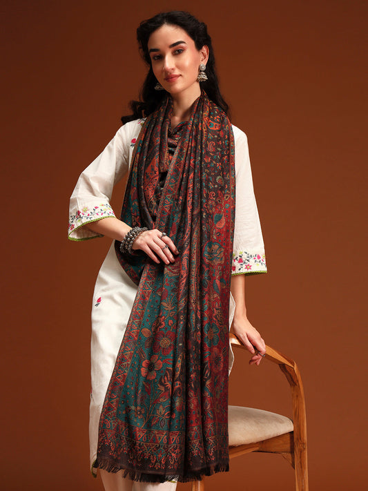 Women Floral Heritage Kaani Elegance Kashmiri Shawl