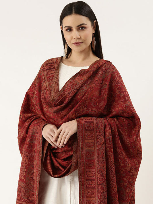 Women's Dil-kash Kashmiri Royal Paisley Design Jamawar Shawl (Size: 101 X 203 Cms)
