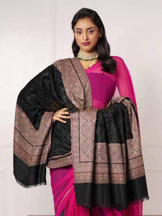 Women's Kashmiri Royal Paisley Design Aari Embroidery Jamawar Shawl (Size: 101 X 203 Cm)