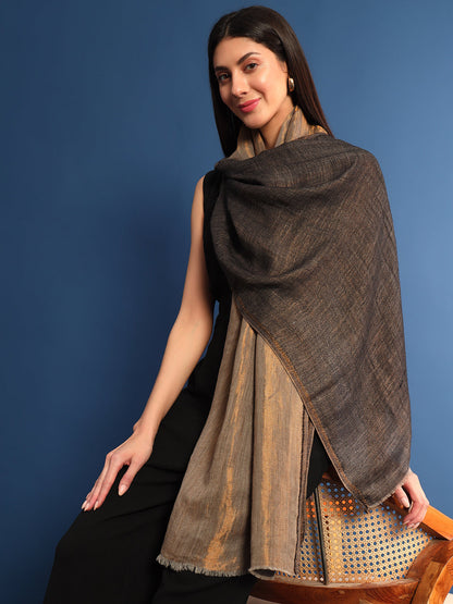 Pashmoda Womenƒ??s Zarish Reversible Zari Moonlight Fine Wool Stole (Size: 71x203 Cm)
