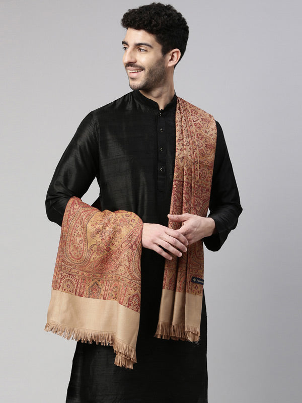 Men Zarif-e-Kashmir  Woven Design Shawl (SIZE: 101x203 CM, Brown Color)
