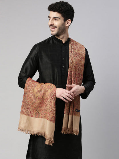 Men Zarif-e-Kashmir  Woven Design Shawl (SIZE: 101x203 CM, Brown Color)