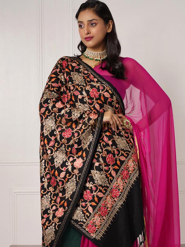 Women's Dilkash Kashmiri Aari Embroidery Stole (Size: 71X203 CM)