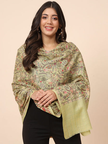 Women Gilkaari 100% Pure Wool Embroidered Shawl (Size 101X203 CM)