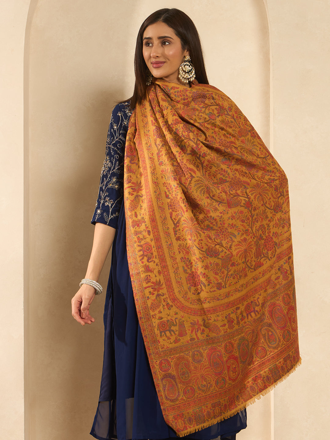 Women Orchard Kaani Wool Blend Kashmiri Shawl