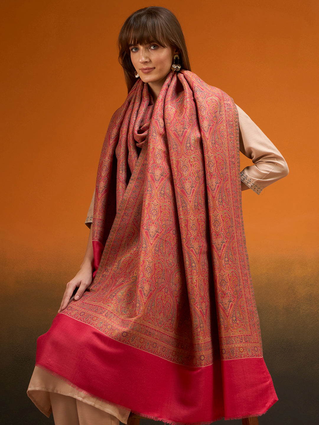 Women Regalis Zari Reversible Kaani Fine Wool Shawl