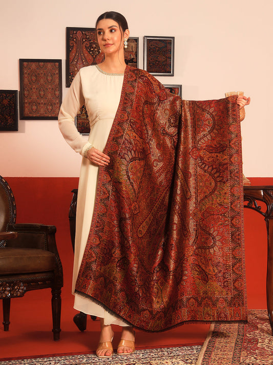 Pashmoda Women Naazneen Kaani Wool Blend Kashmiri Shawl (Size: 101X203 CM)