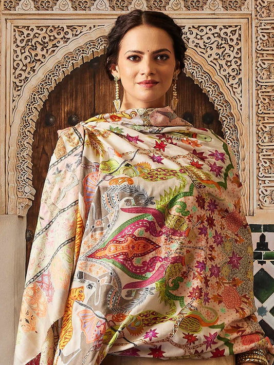 Women Aafreen Kalamkari Embroidered Shawl (Size:  101x203 CM)