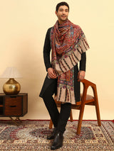 Pashmoda Men Rangrez Rangkalam 100% Pure Wool Fabric Kalamkari Embroidered Shawl (Size: 101x203 CM)