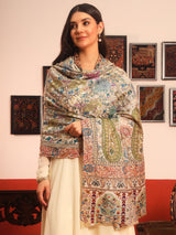 Pashmoda Women Rangkaar Fabric Kalamkari Embroidered Shawl (Size: 101x203 CM)