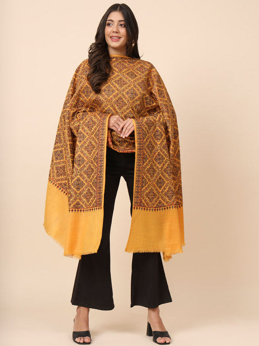 Women Surmai 100% Pure Wool Embroidered Shawl (Size 101X203 CM)