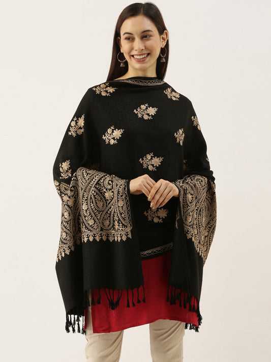 Women's Firdousi Aari Embroidered Kashmiri Stole (Size: 71x203 cm)