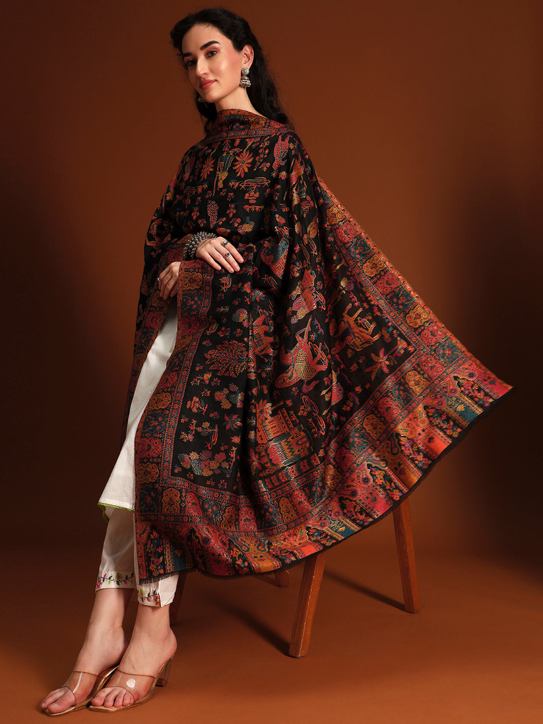 Women Gulrukh Zari Reversible Kaani Fine Wool Shawl