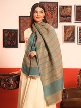 Pashmoda Women Parallel Grace Reversible Zari Moonlight Fine Wool Stole (Size: 71x203 Cm)