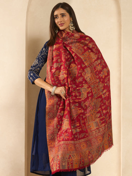 Women Gulrukh Zari Reversible Kaani Fine Wool Shawl