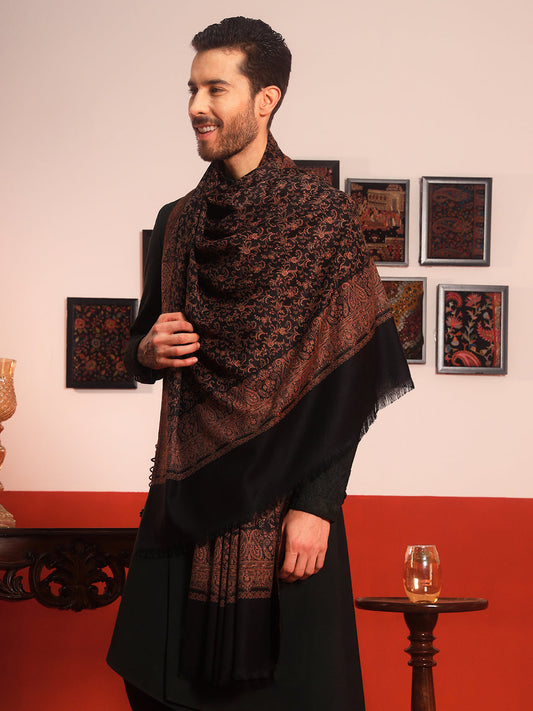 Pashmoda Men Meher Jaal Kashmiri Jamawar Woven Shawl (Size: 101X203 CM)