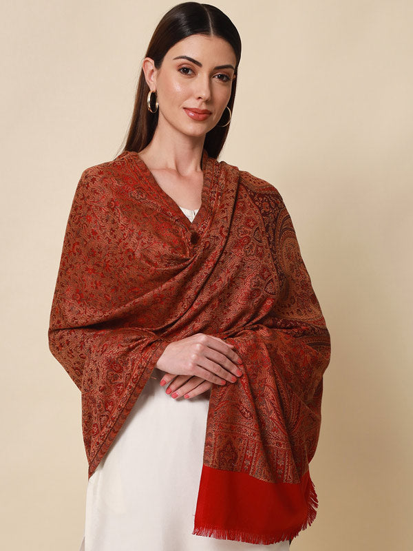 Women's Zarif-e-Kashmir Wool Blend Jamawar Shawl (Size: 101X203 CM)