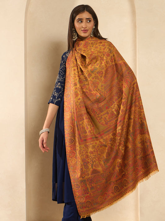 Women Shahi Manzar Kaani Wool Blend Kashmiri Shawl