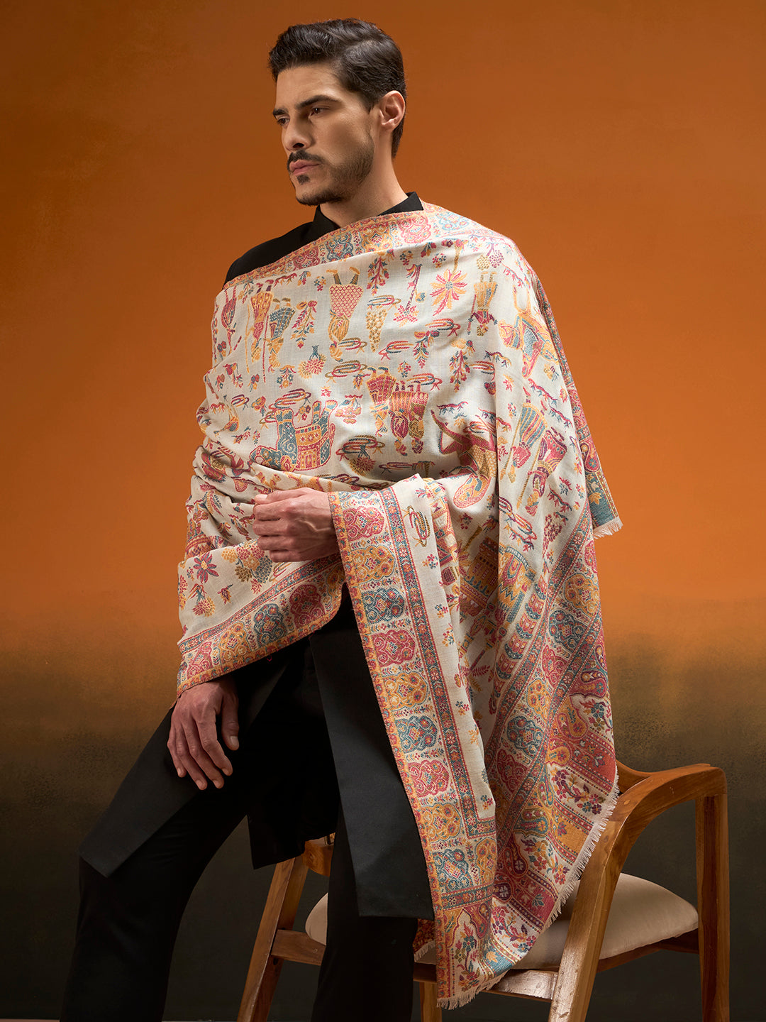 Men Gulrukh Reversible Kaani Zari Shawl