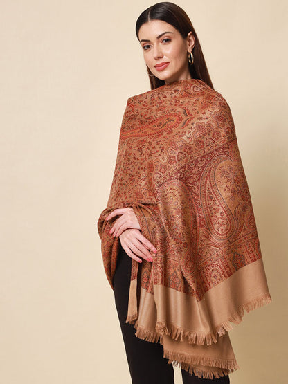 Women's Zarif-e-Kashmir Wool Blend Jamawar Shawl (Size: 101X203 CM)