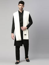 Men Sarmia 100% Pure Wool Toosha Shawl (White Size: 127x254 CM)