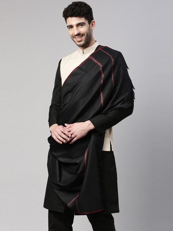 Men farhat Woven Design Shawl (Size  127x254 cms, Black Color)
