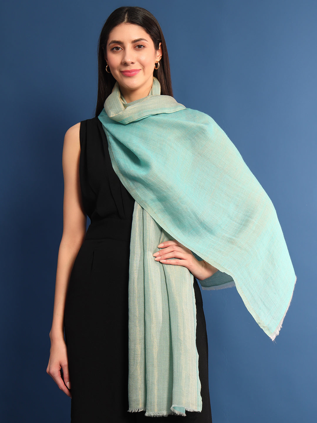 Pashmoda Womenƒ??s Zarish Reversible Zari Moonlight Fine Wool Stole (Size: 71x203 Cm)