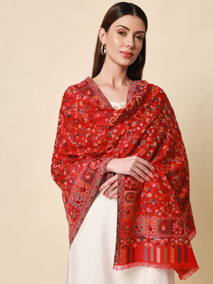 Women's Bahaar Kaani Wool Blend Kashmiri Shawl (Size 101X203 CM)