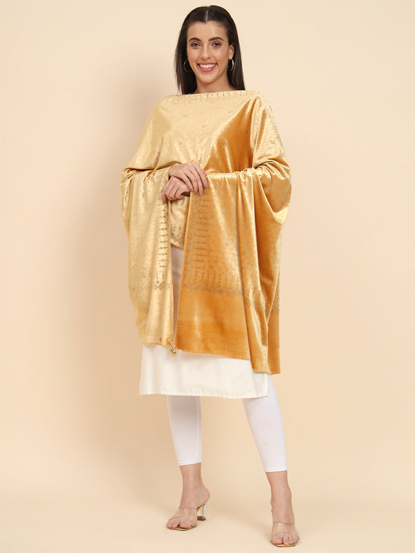 Womenƒ??s Makhamli Velvet Crystal Embellished Stole (Size 71X203 cms )