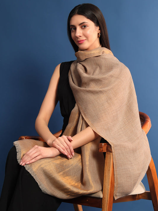 Pashmoda Womenƒ??s Zarish Reversible Zari Moonlight Fine Wool Stole (Size: 71x203 Cm)