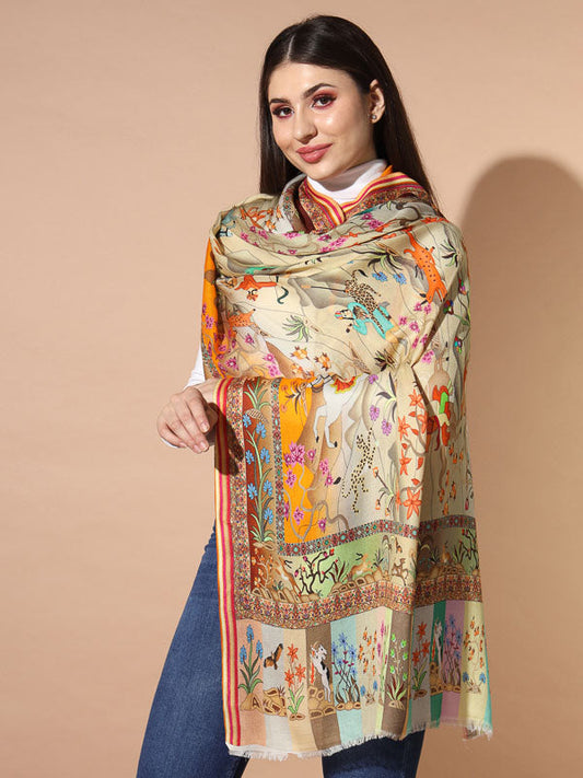 Women's Chaman Multicoloured Printed Stole (Size : 71X203 CM)