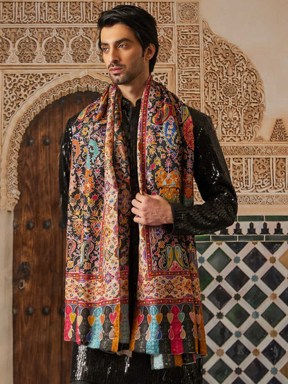 Pashmoda Men Kalamkari Embroidered Shawl (Size  101x203 Cm)