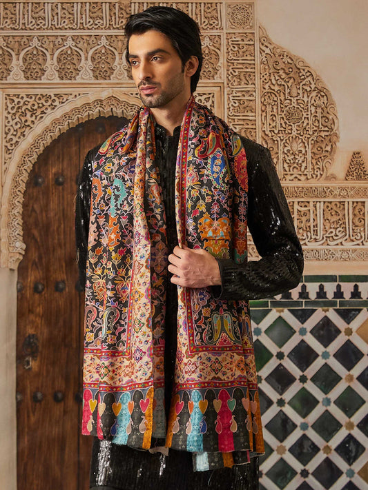 Pashmoda Men Kalamkari Embroidered Shawl (Size  101x203 Cm)