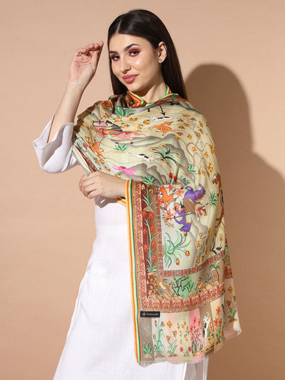 Women's Zarif Multicoloured Printed Stole (Size : 71X203 CM)