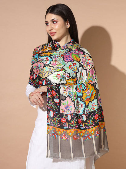 Women's Chaman Multicoloured Printed Stole (Size : 71X203 CM)